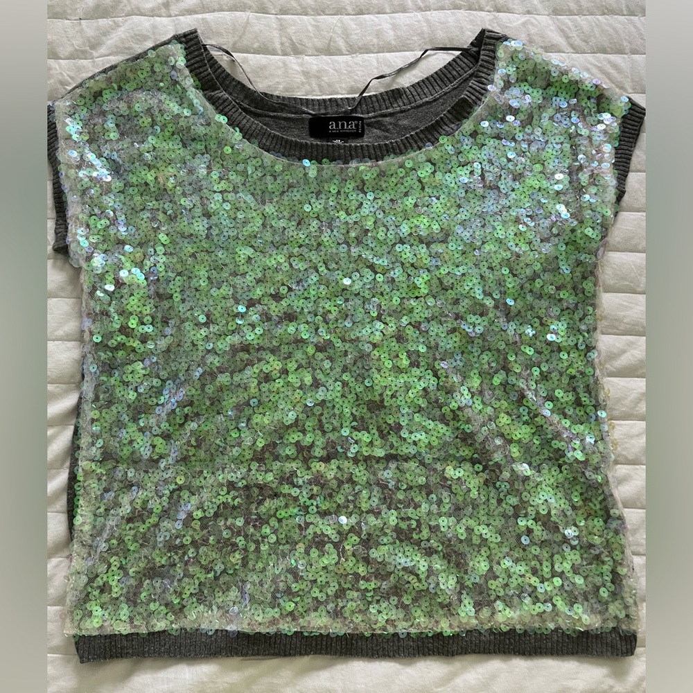 a.n.a Sequin Short Sleeve Top